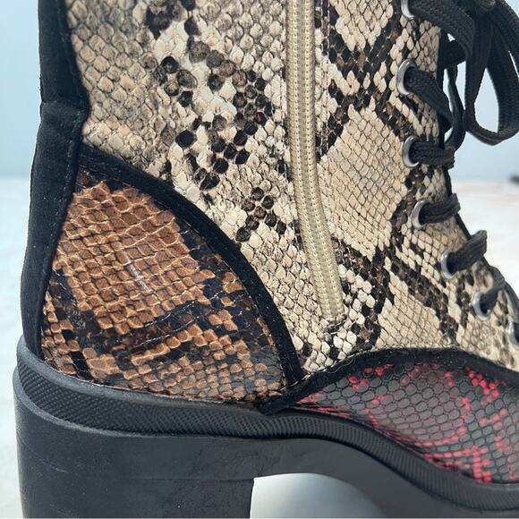 Bamboo snakeskin combat lace up boots 7.5 - Picture 14 of 14